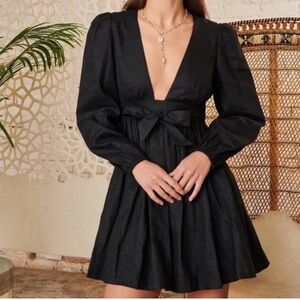 Cami NYC meri pleated gauze linen dress